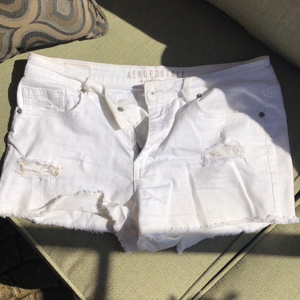 White jean shorts